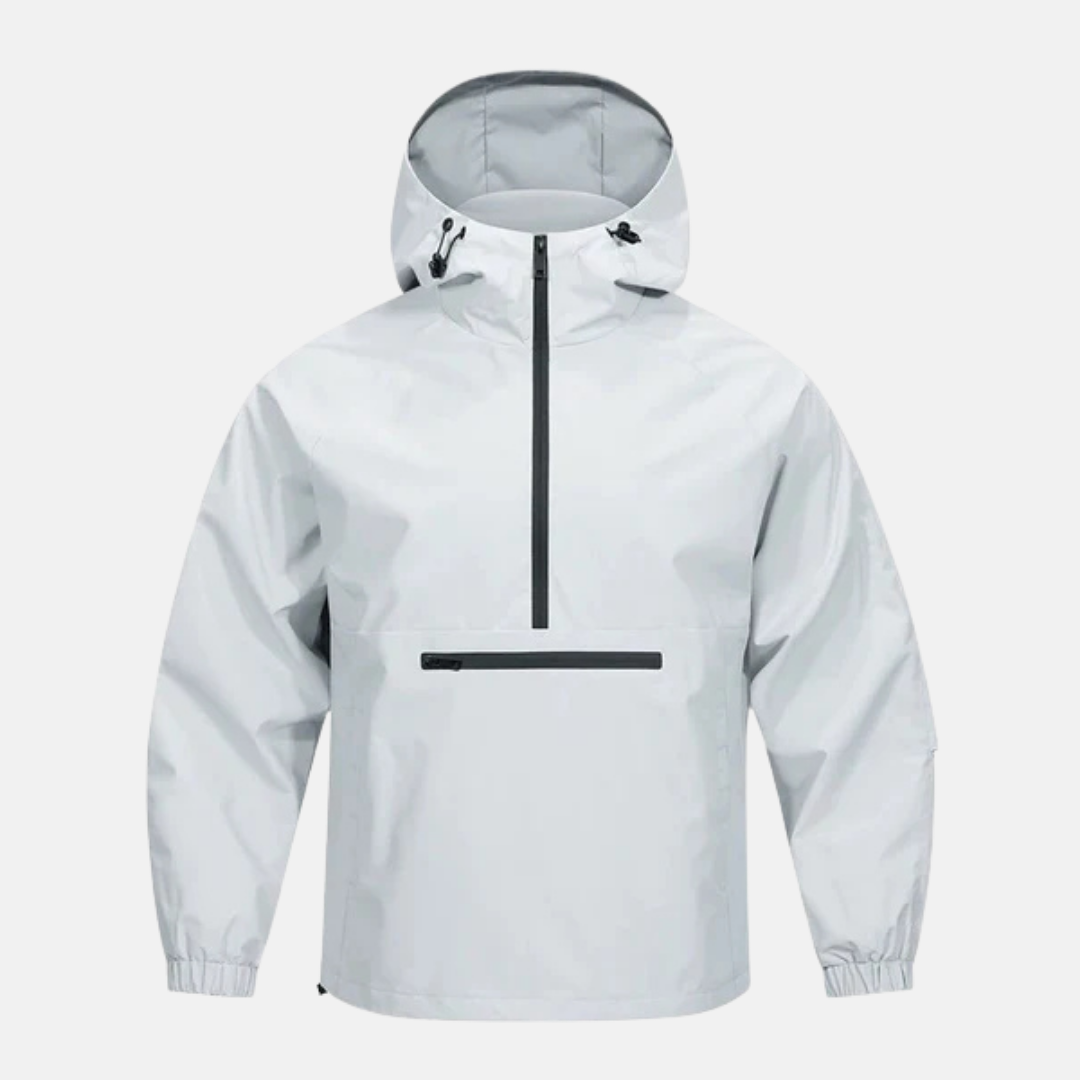 Herr Anorakjacka – Lös passform – Vindtät – Halv dragkedja – Huva – Känguruficka