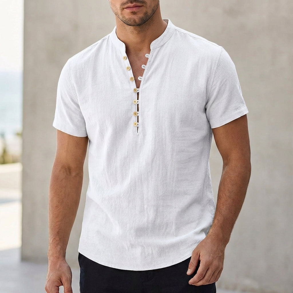 Men’s Lightweight Linen Short Sleeve Shirt with Relaxed Fit