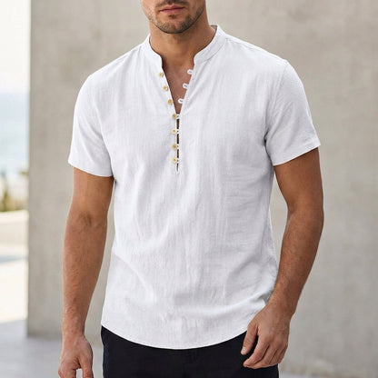 Men’s Lightweight Linen Short Sleeve Shirt with Relaxed Fit