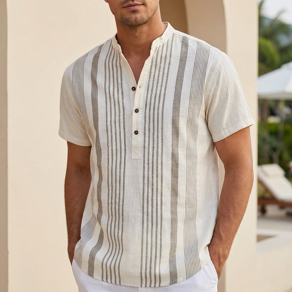 Men’s Lightweight Short Sleeve Linen Shirt with Relaxed Fit