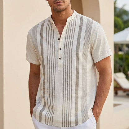 Men’s Lightweight Short Sleeve Linen Shirt with Relaxed Fit
