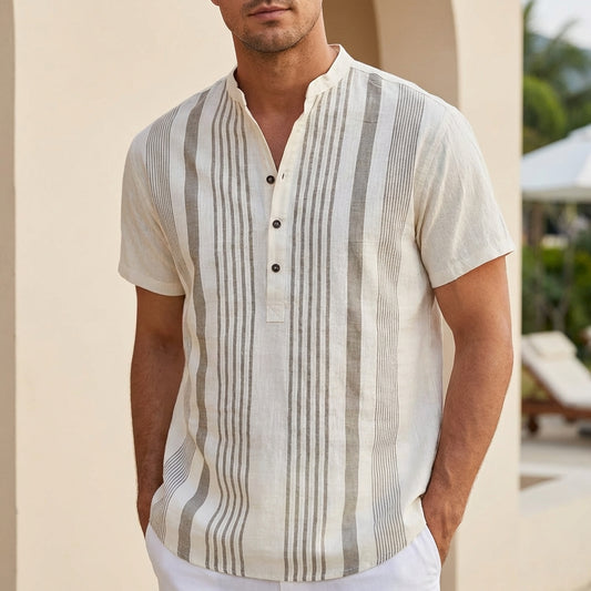 Men’s Lightweight Short Sleeve Linen Shirt with Relaxed Fit