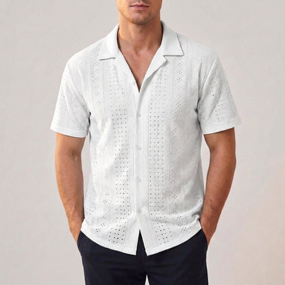 Men’s Lightweight Short Sleeve Button-Up Shirt with Relaxed Fit