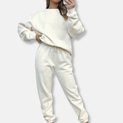 Dam Loungewear Set – Avslappnad Passform – Långärmad Top – Joggers med Dragsko