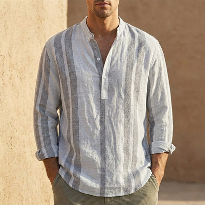 Men’s Lightweight Long Sleeve Linen Shirt with Relaxed Fit