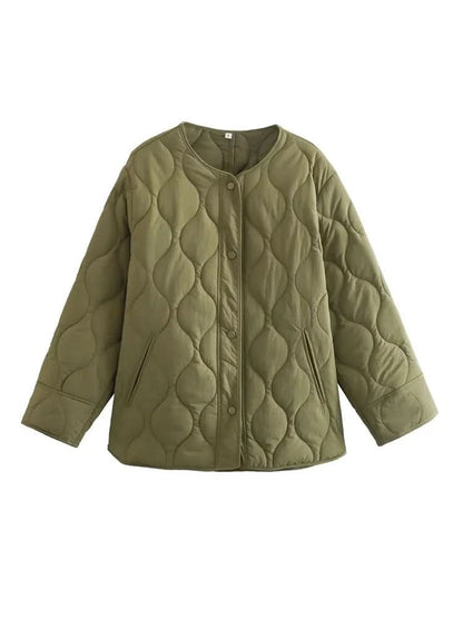 Dam Quilted Jacka - Lättviktsdesign - Hög Krage - Vadderad och Varm