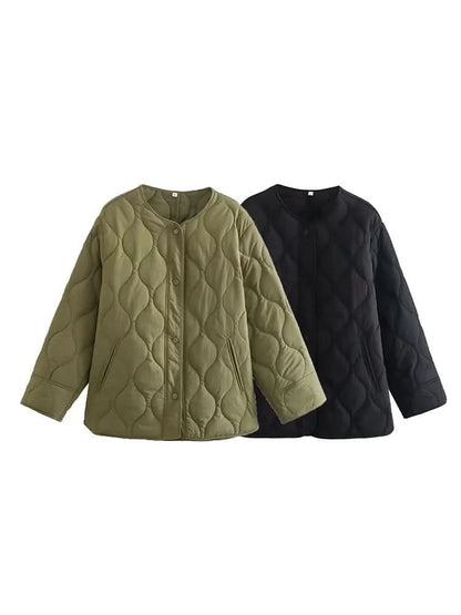 Dam Quilted Jacka - Lättviktsdesign - Hög Krage - Vadderad och Varm