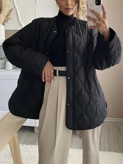Dam Quilted Jacka - Lättviktsdesign - Hög Krage - Vadderad och Varm