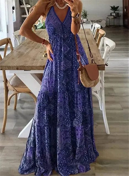 Dam Maxi Klänning - Halterneck - Lång Bohemisk Design - Luftigt & Bekvämt
