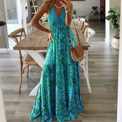 Dam Maxi Klänning - Halterneck - Lång Bohemisk Design - Luftigt & Bekvämt