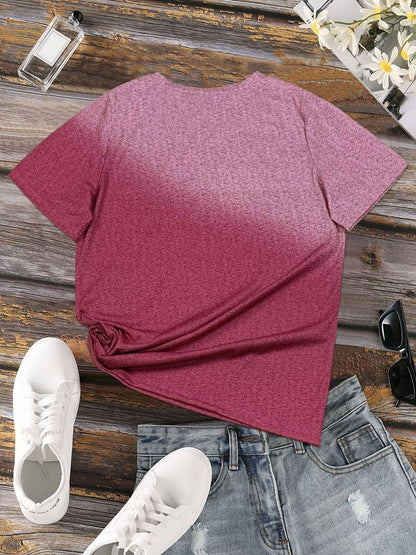 Dam T-shirt - Rundhals - Kortärmad - Fjäril & Hjärtmotiv - Bekväm Vardagströja