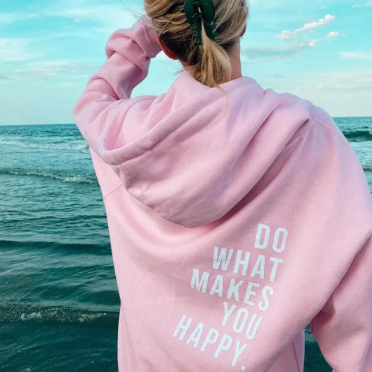 Dam Hoodie – Avslappnad Passform – Mjuk Blending – Långärmad med Tryckt Ryggdesign