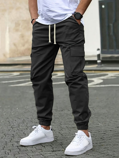 Herr Cargo-Joggers - Avslappnad Passform - Elastisk Midja - Flera Fickor