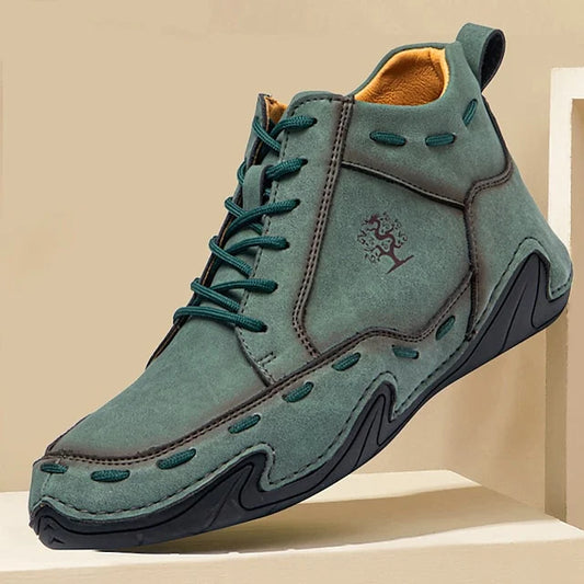 Herrsneakers – Skinn – Stötdämpande Greppsula – Snörning – Halvhög Ankelstöd