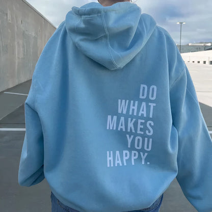 Dam Hoodie – Avslappnad Passform – Mjuk Blending – Långärmad med Tryckt Ryggdesign
