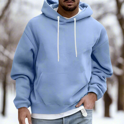 Hoodie för män - Avslappnad Passform - Mjuk Bomull - Känguruficka & Dragsko