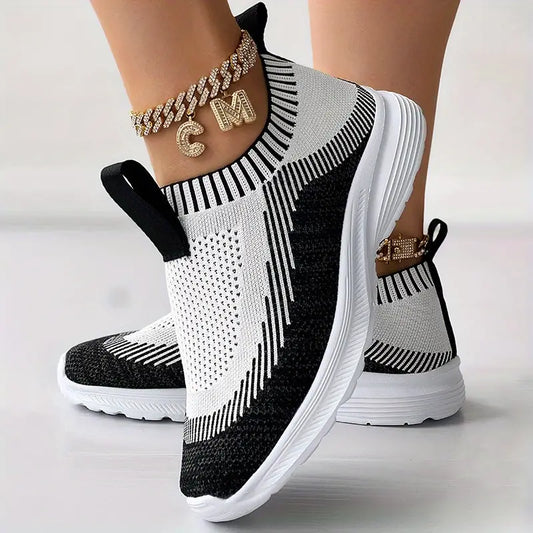 Dam Sneakers - Stickad Ovandel - Slip-on - Andningsbar och Bekväm - Greppvänlig Sula