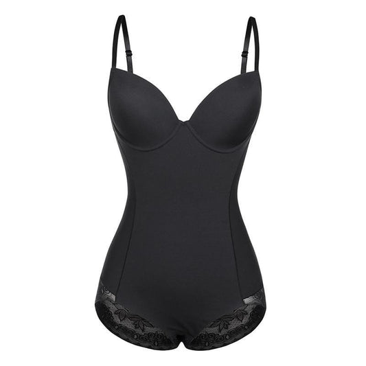 Dam Bodysuit – Sömlös Passform – Justerbara Band – Spetsdetalj – Formande Effekt