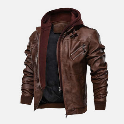 Herr Bomberjacka – Slim Fit – Fuskskinn – Huva i Lager-på-lager-stil – Urbana Detaljer