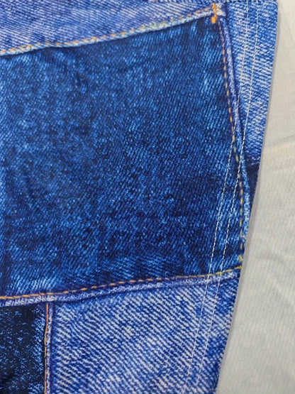 Damklänning - Figurnära Midi - V-ringning - Ärmlös Patchwork Denim Look