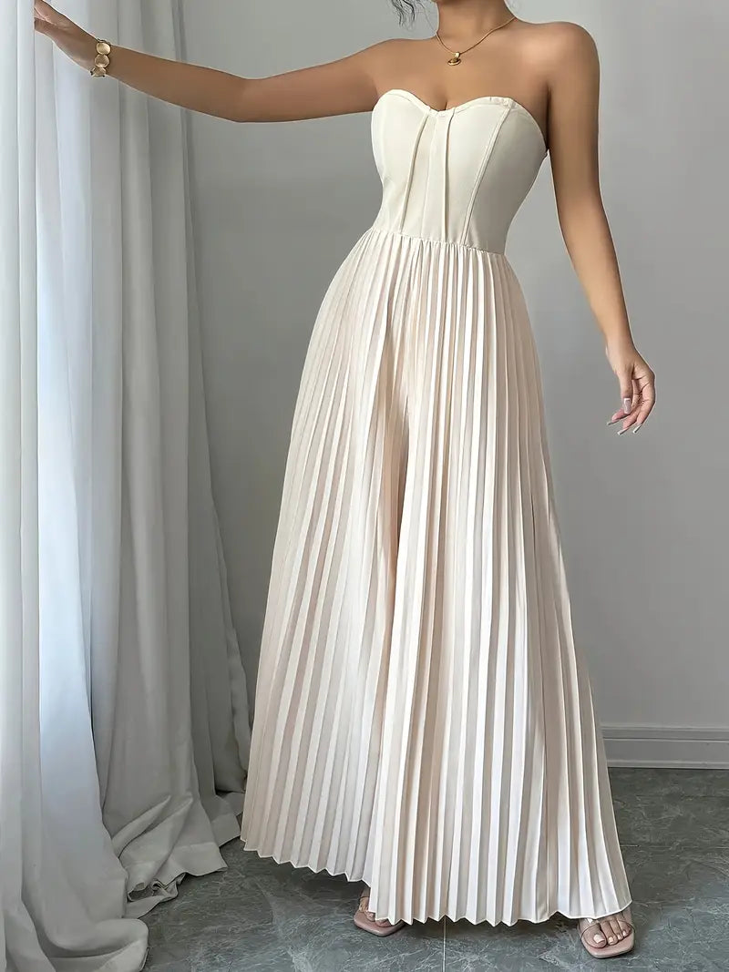 Dam Jumpsuit – Axelbandslös Korsettliv – Vida Ben – Elegant Veckad Design