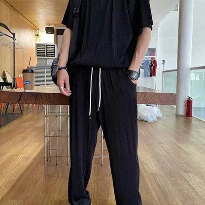Herr Lounge-set – Oversized T-shirt & Byxor – Mjuk Bomull – Andningsbart & Bekvämt