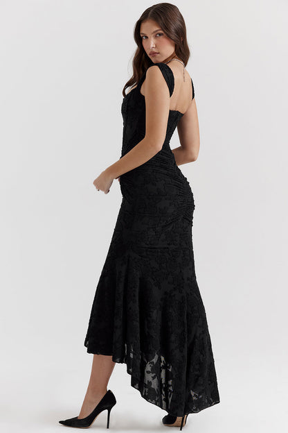 Damklänning – Off Shoulder – Spets – Figurnära Passform – Elegant Lång Aftonklänning