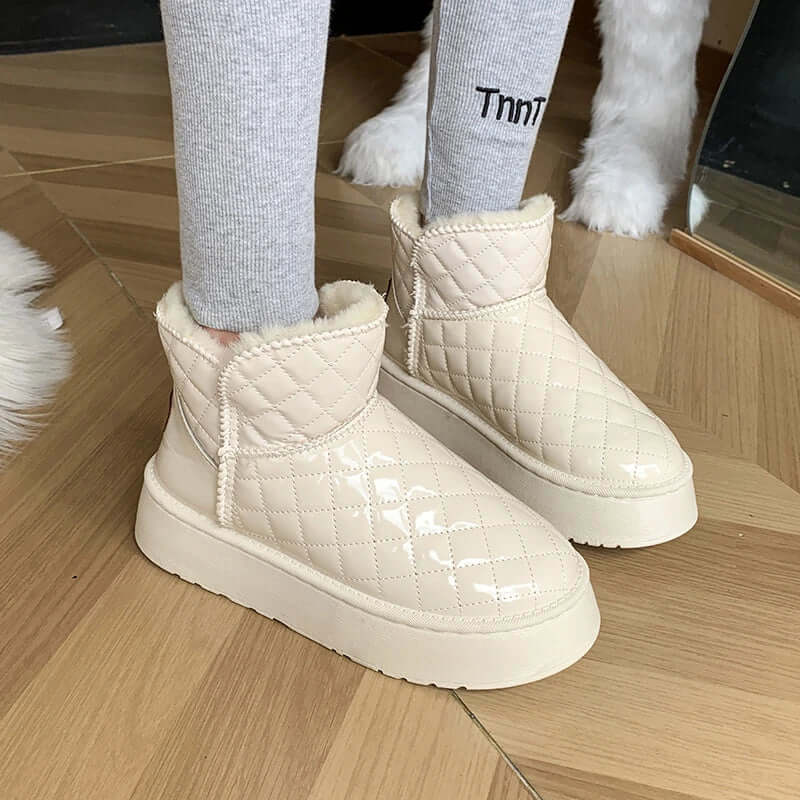 Damstövlar – Vattentät yta – Quiltad design – Tjock sula – Fodrad insida