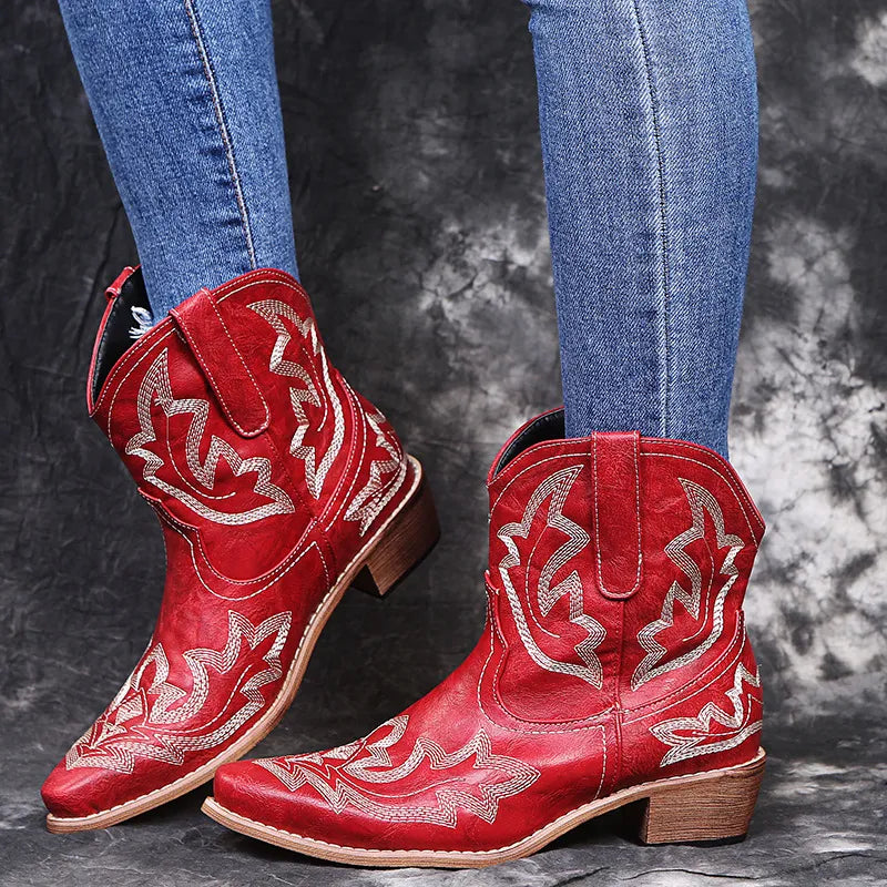 Dam westernstil – broderade cowboystövlar