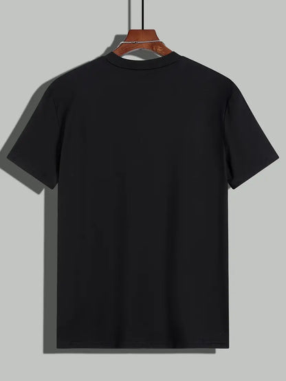 Herr T-shirt - Färgblock Design - Regular Fit - Kortärmad - Rund Hals