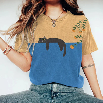 Dam T-shirt - Kortärmad - Rund Hals - Grafiskt Tryck - Bekväm Vardagsstil