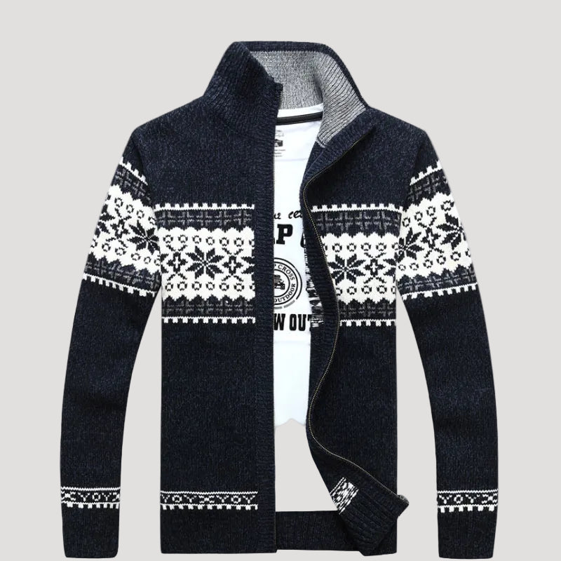 Herrtröja - Långärmad - Hög krage - Nordiskt mönster - Snygg look
