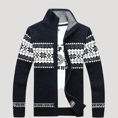 Herrtröja - Långärmad - Hög krage - Nordiskt mönster - Snygg look