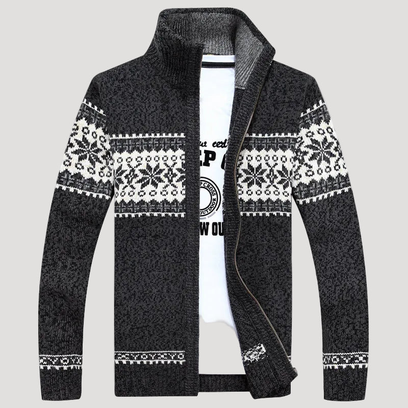 Herrtröja - Långärmad - Hög krage - Nordiskt mönster - Snygg look