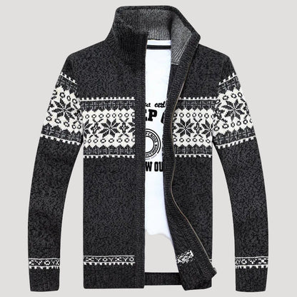 Herrtröja - Långärmad - Hög krage - Nordiskt mönster - Snygg look