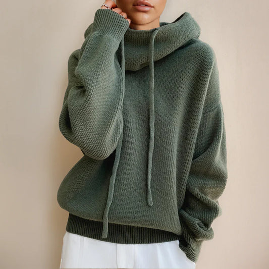 Damtröja med polokrage – Oversized passform – Ull – Ribbad kant – Ledig stil