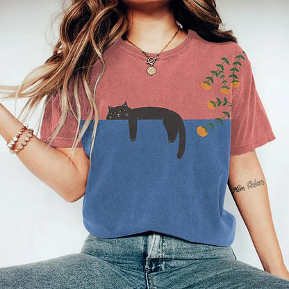 Dam T-shirt - Kortärmad - Rund Hals - Grafiskt Tryck - Bekväm Vardagsstil