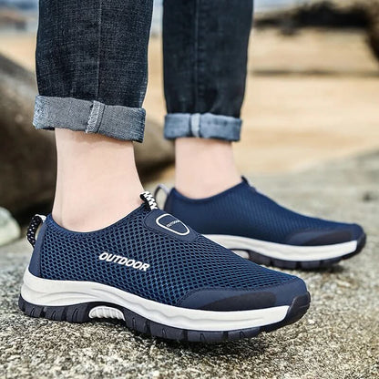 Herr Sneakers - Andningsbar Mesh - Halksäker Gummisula - Slip-on för Utomhusaktiviteter