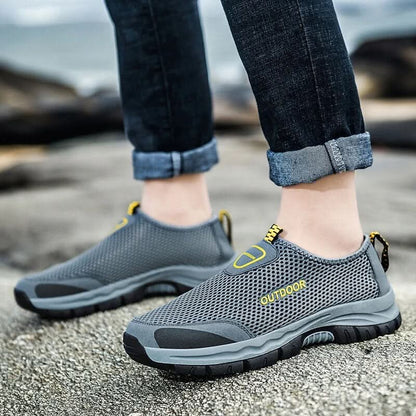 Herr Sneakers - Andningsbar Mesh - Halksäker Gummisula - Slip-on för Utomhusaktiviteter