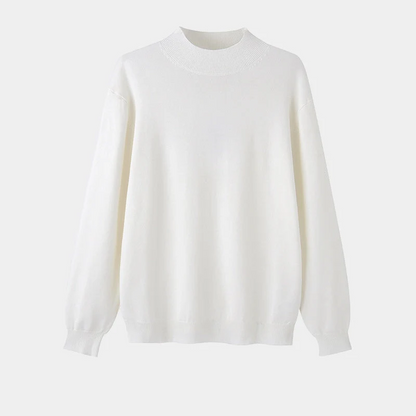 Herrtröja – Smal Passform – Stickad – Mock Neck – Mjuk Bomull – Lång Ärmlängd