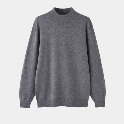 Herrtröja – Smal Passform – Stickad – Mock Neck – Mjuk Bomull – Lång Ärmlängd