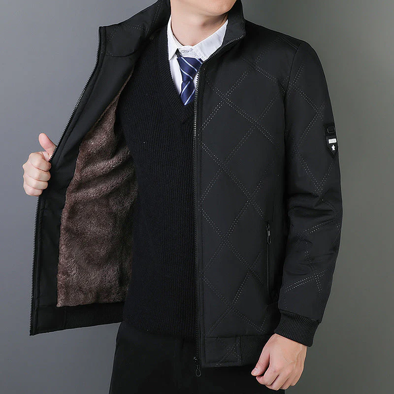 Herrjacka Quiltad – Regular fit – Ståkrage – Dragkedja – Ribbad mudd – Isolerad
