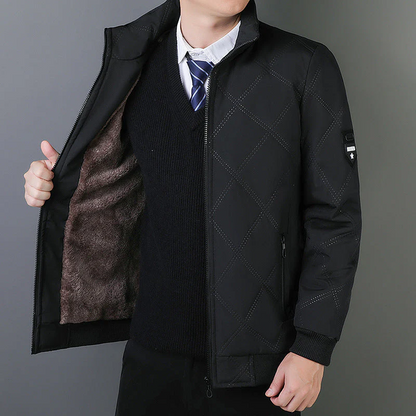 Herrjacka Quiltad – Regular fit – Ståkrage – Dragkedja – Ribbad mudd – Isolerad