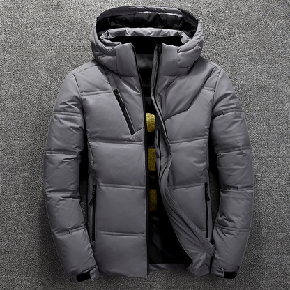 Herr Pufferjacka – Vattenavvisande – Regular Fit – Huva – Quilted – Dragkedjefickor