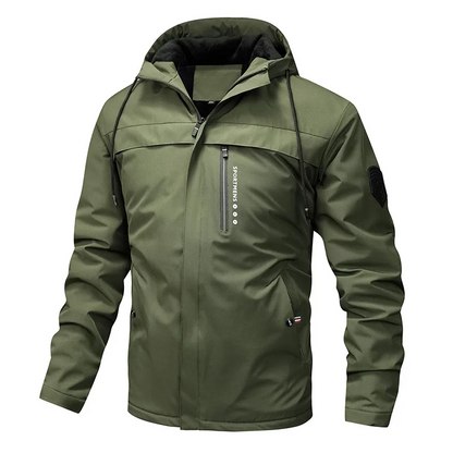 Herrjacka – Regular Fit – Vind- och Vattenavvisande – Fleecefodrad Huva – Dragkedjefickor