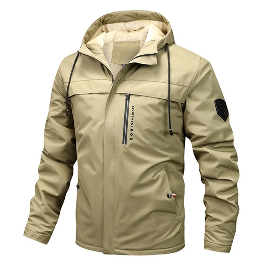 Herrjacka – Regular Fit – Vind- och Vattenavvisande – Fleecefodrad Huva – Dragkedjefickor