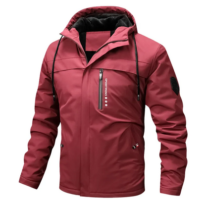 Herrjacka – Regular Fit – Vind- och Vattenavvisande – Fleecefodrad Huva – Dragkedjefickor