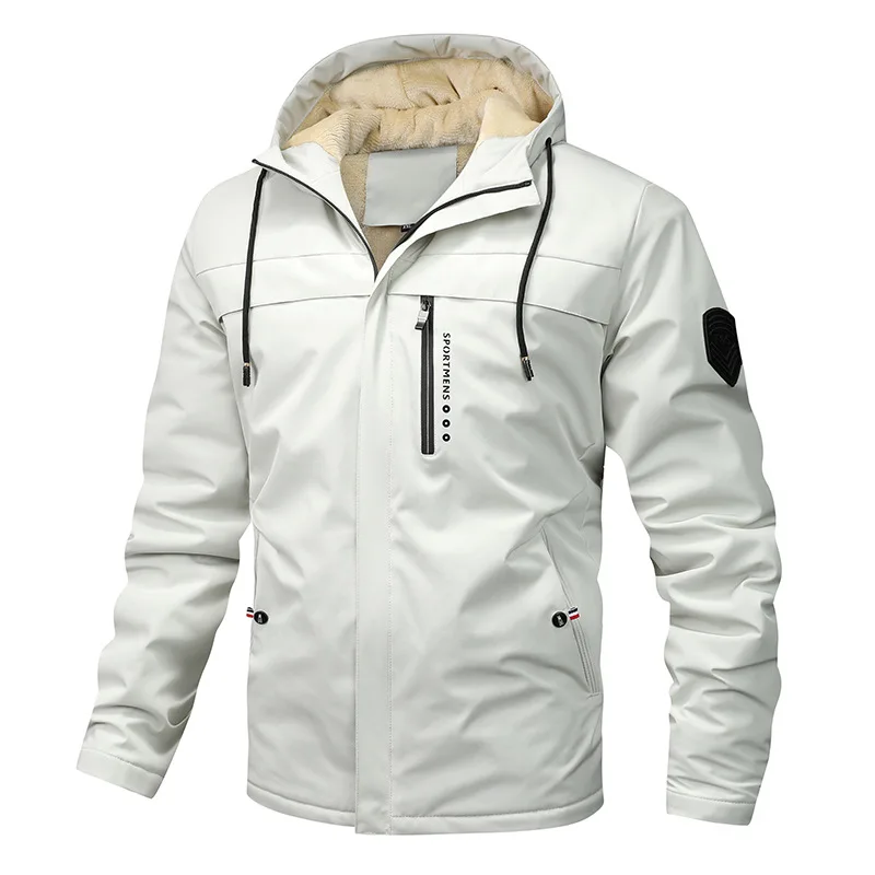 Herrjacka – Regular Fit – Vind- och Vattenavvisande – Fleecefodrad Huva – Dragkedjefickor