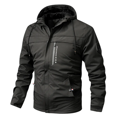 Herrjacka – Regular Fit – Vind- och Vattenavvisande – Fleecefodrad Huva – Dragkedjefickor