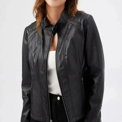 Damjacka – Slim Fit – Skuren i Fuskläder – Quiltade Paneler – Dragkedjestängning